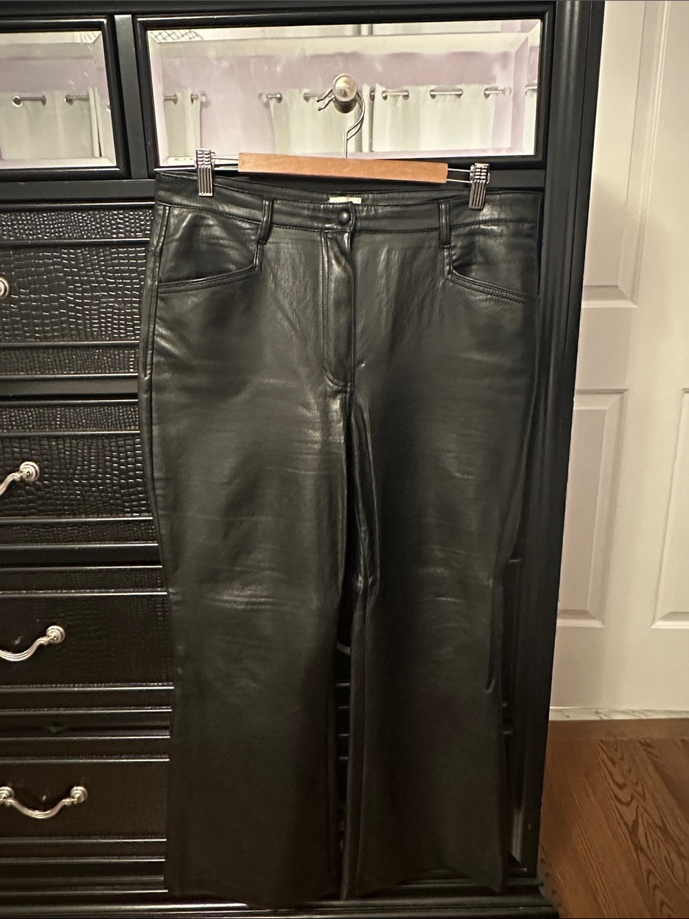 Wilfred Black Faux Leather Wide-Leg Jeans